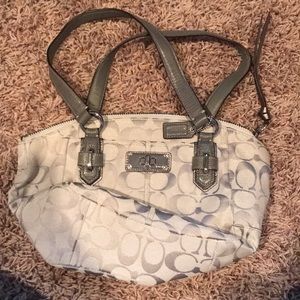 Grey and lilac Coach bag